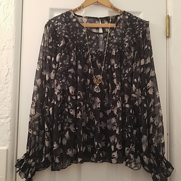 LUCKY BRAND | Sweet Chiffon Peasant Top NEW! - Picture 5 of 8